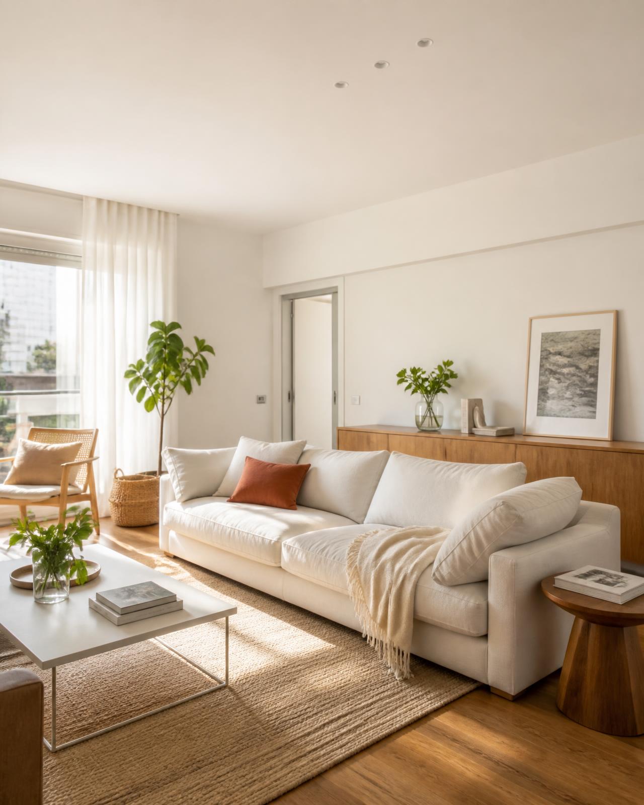 Sala de casa após faxina residencial
